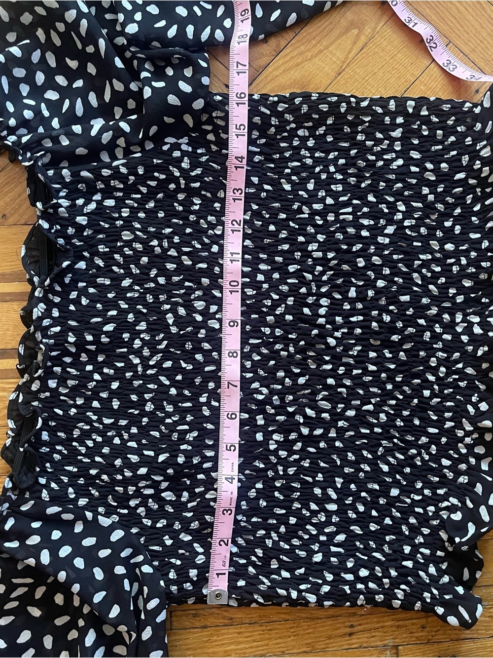 She + Sky L Black Long Sleeve Smocked Light- Weight Peasant Top - Picture 9 of 10